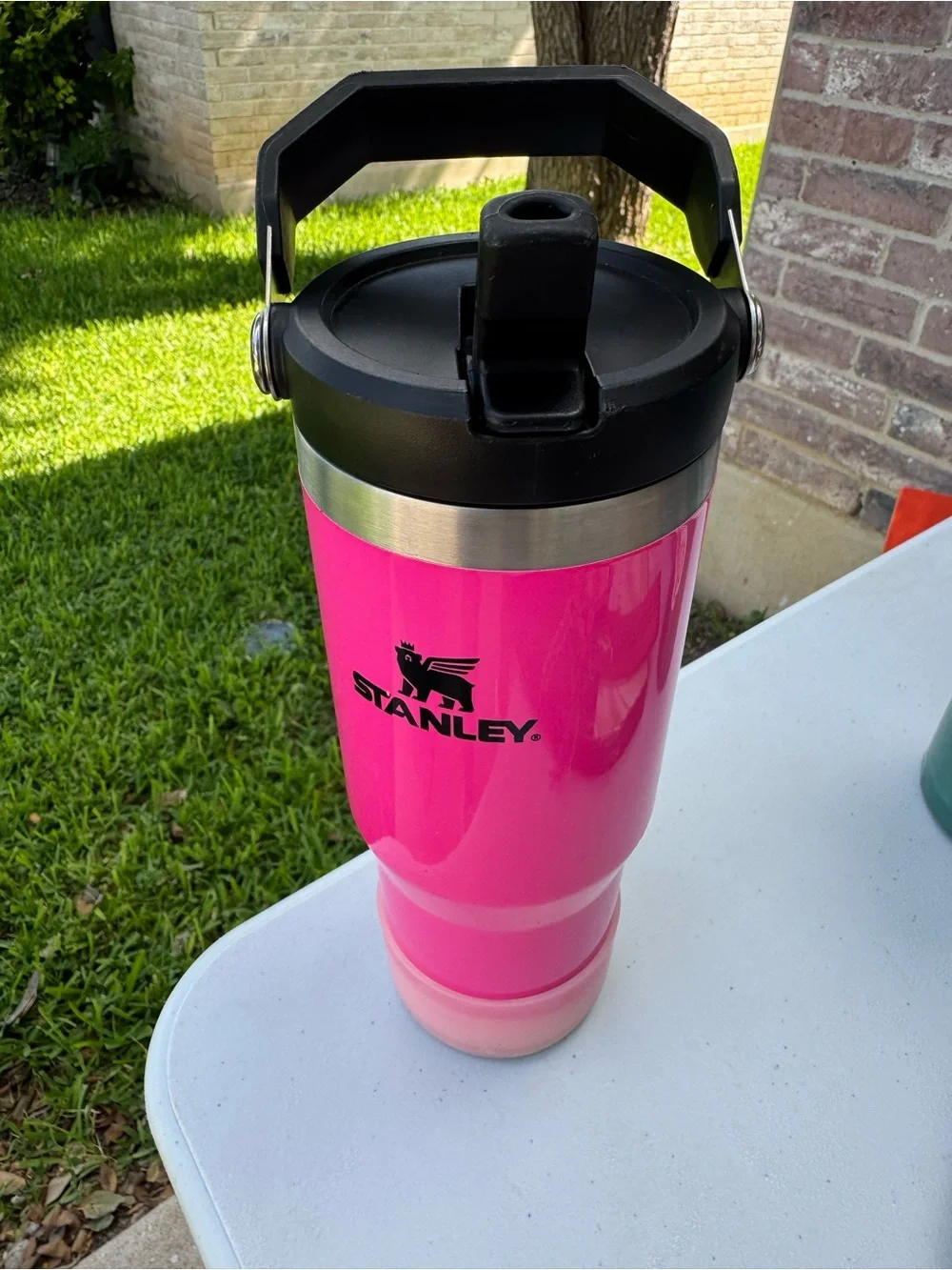 Stanley Hot Pink Travel Tumbler with Black Lid - Picture 2 of 2